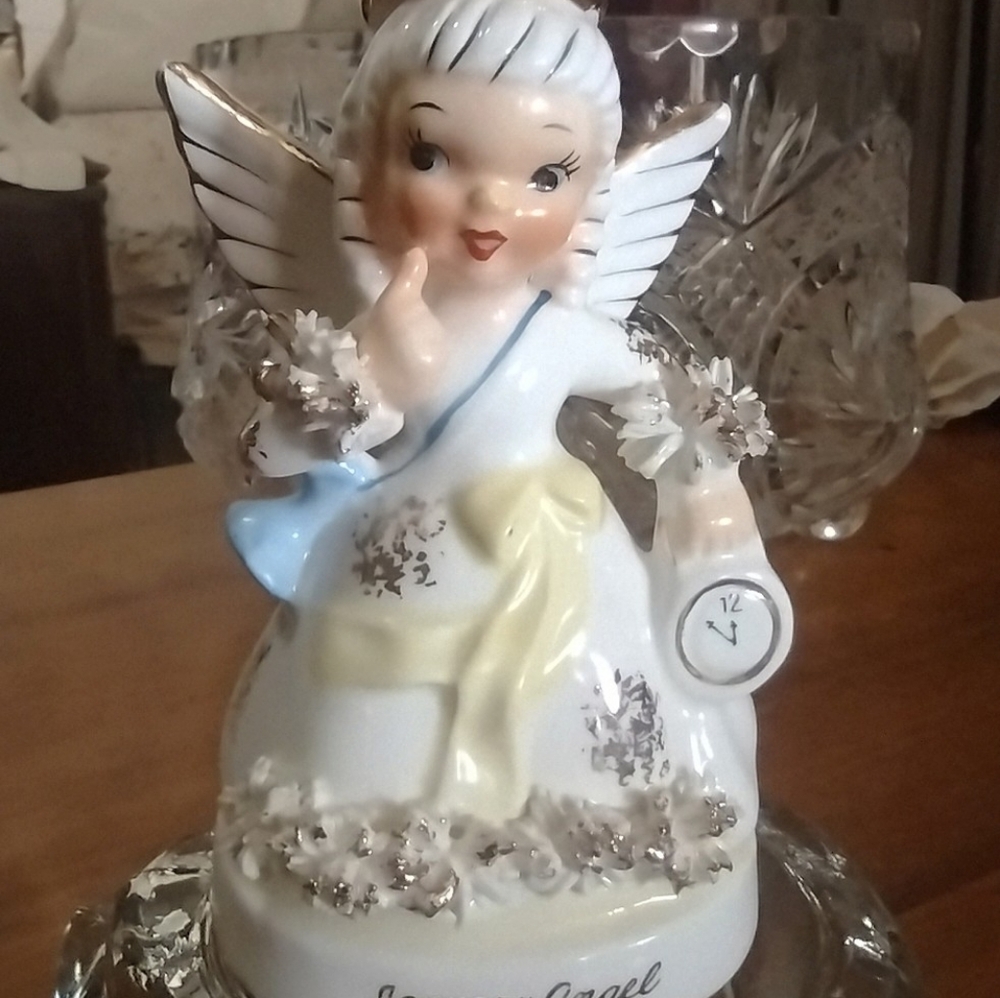 Geo. Lefton, C.1956 Porcelain "January Angel" Figurine, Handpainted Coltectible